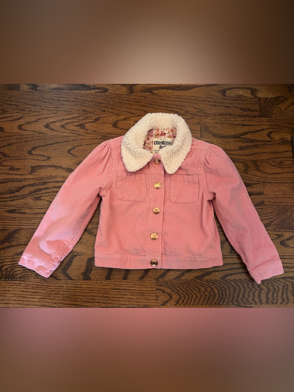 OshKosh B'gosh Pink Corduroy Jacket with Cream Sherpa Collar